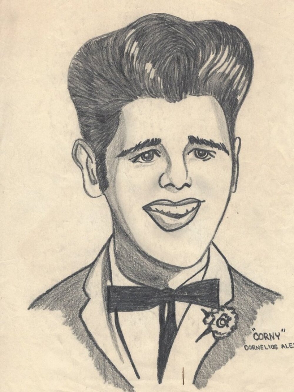 AL "SMILEY" BERES ORIGINAL 1961 "CORNELIUS" CHARACTER PENCIL DRAWING 8.5" x 11".